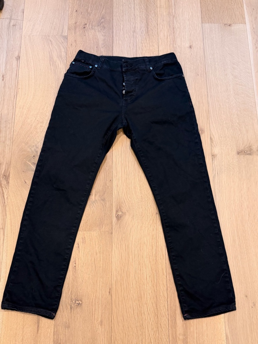 Isaia Napoli Black Cotton Elastane Pants Size 50  Slim Fit Made in Italy